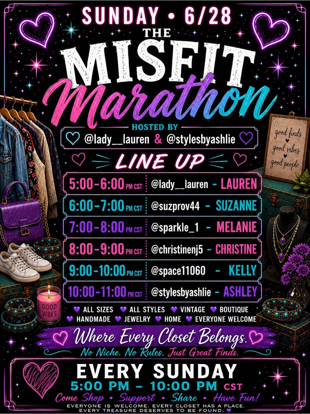The Misfit Marathon | Every Sunday 5 PM – 10 PM Central